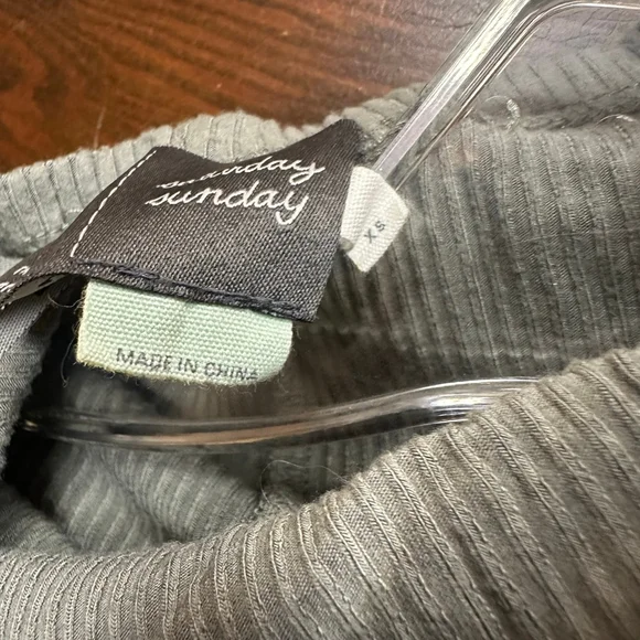 Women's XS Saturday Sunday Sage Green Ribbed Turtleneck Long Sleeve Dress - Picture 7 of 8